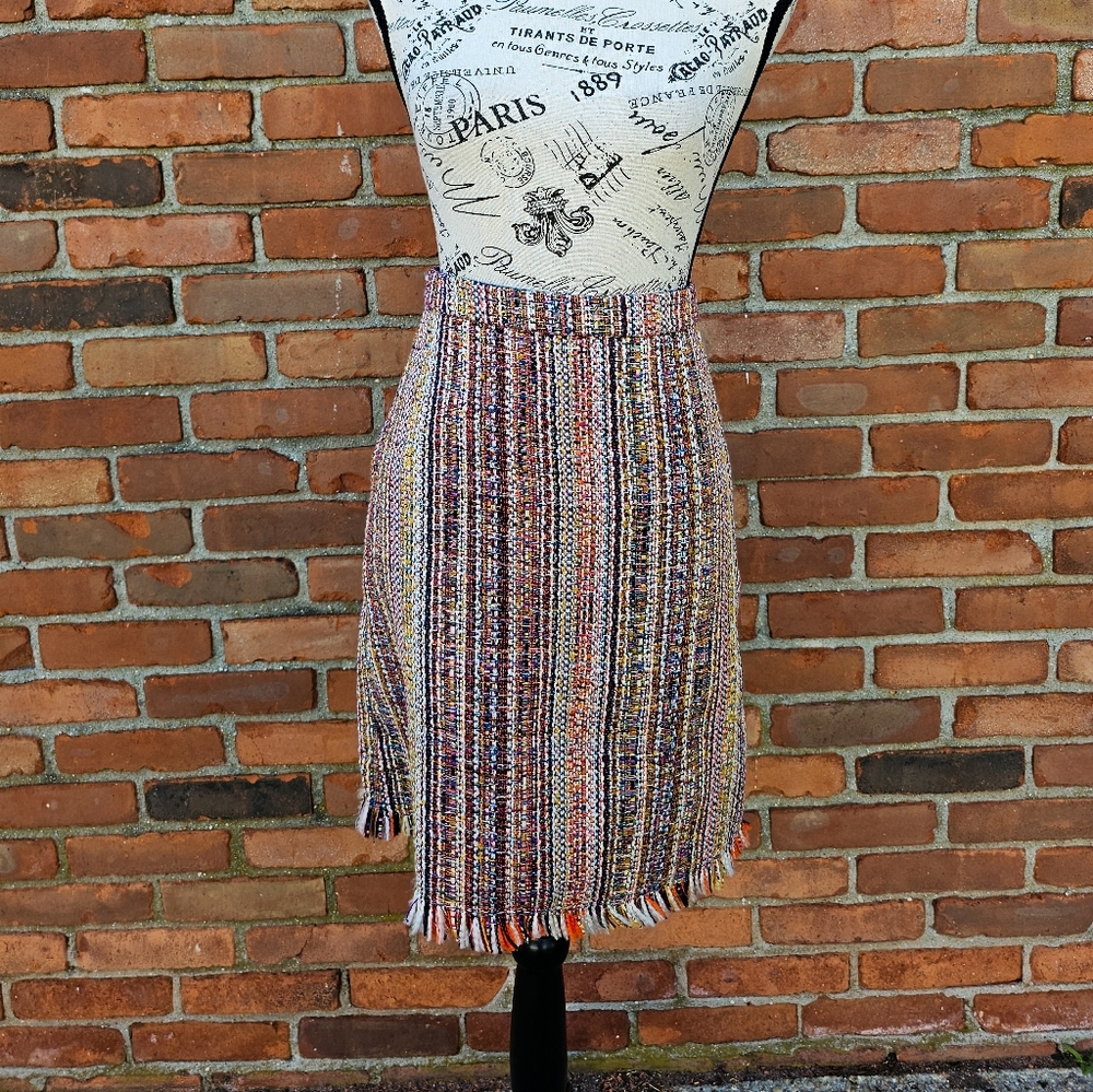 Chelsea & Theodore Tweed Fringe Pencil Skirt – Size 6 - Picture 14 of 15